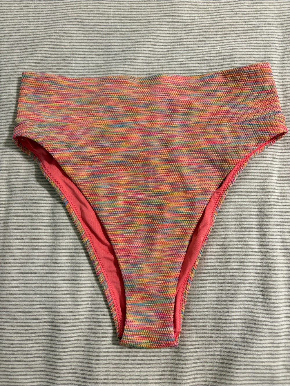 aerie High-Cut Cheeky Bikini Bottom - Space Dye Pique - Size S